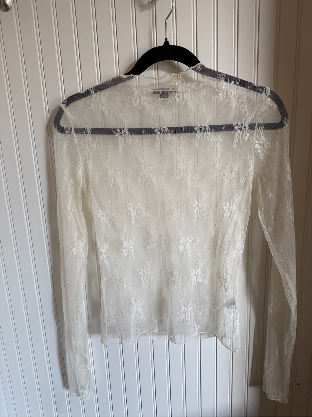 Sheer Lace Long-Sleeve Top - Ivory